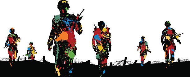 illustrations, cliparts, dessins animés et icônes de paintball troupes - paintball