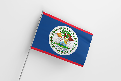 3d illustration flag of Belize. Belize flag waving isolated on white background with clipping path. flag frame with empty space for your text.