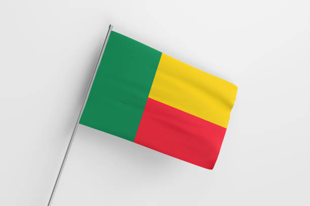 3d illustration flag of Benin. Benin flag waving isolated on white background with clipping path. flag frame with empty space for your text.