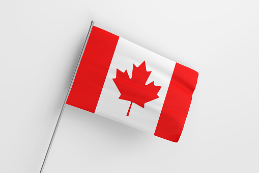 3d illustration flag of Canada. Canada flag waving isolated on white background with clipping path. flag frame with empty space for your text.