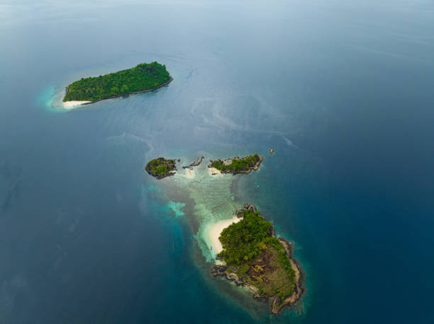 Tropical Islands in Zamboanga del Sur. Philippines. Top down view of Once Islas in Zamboanga. Mindanao, Philippines. zamboanga del sur stock pictures, royalty-free photos & images