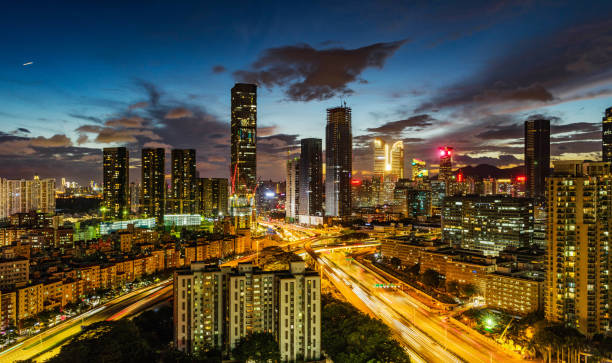 istock Shen zhen night city scape 1742342628