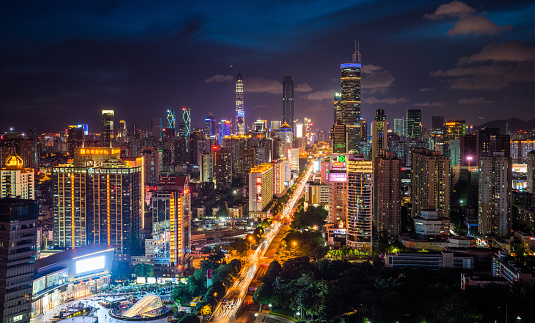 Modern financial skyscrapers in Shenzhen, China