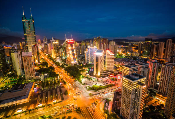 istock Shen zhen night city scape 1742345561