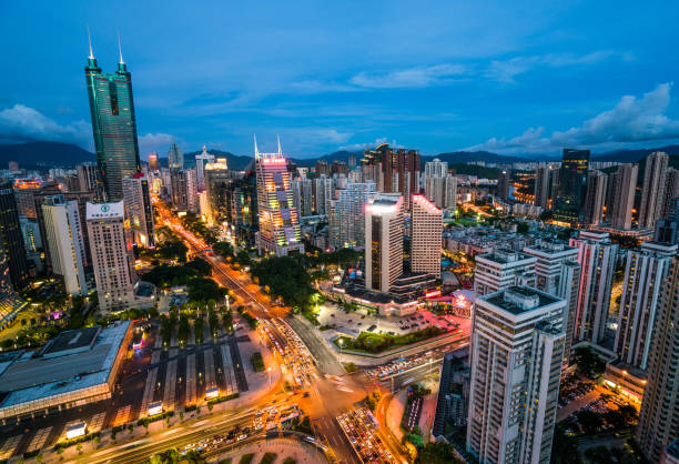 istock Shen zhen night city scape 1742345562
