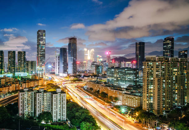 istock Shen zhen night city scape 1742346074