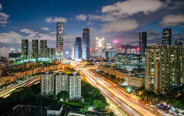 istock Shen zhen night city scape 1742346087