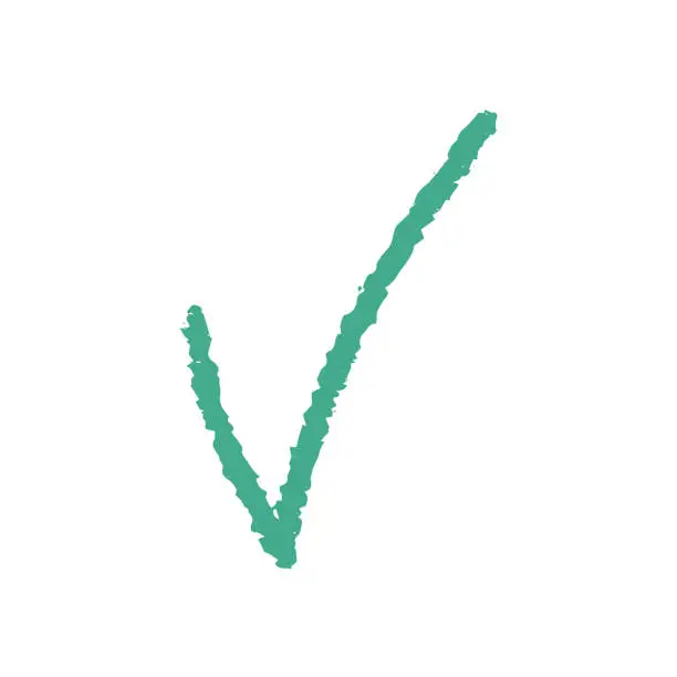 Vector illustration of Cute green doodle checkmark