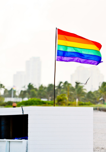 Gay Pride Flag on the Beach, USA