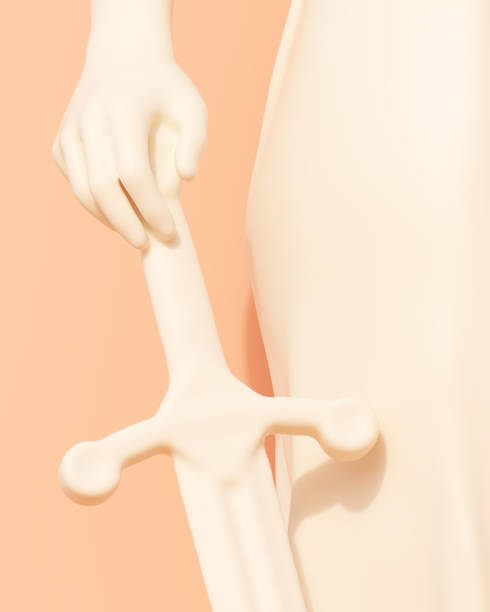 istock Cream lady justice sword hand statue judicial system power protection peach background 1742387849