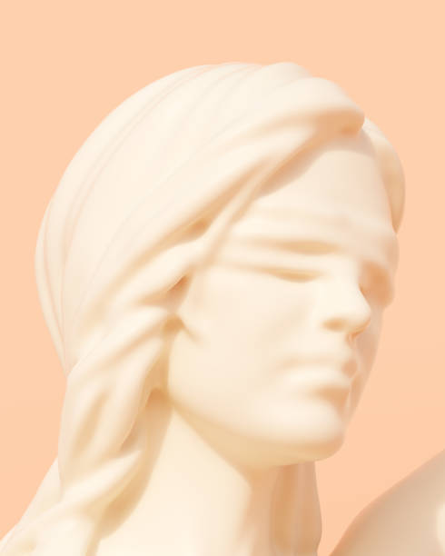 istock Cream lady justice blindfold face head statue judicial system peach background 1742387851