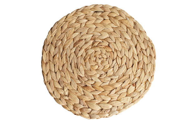 istock Wicker placemat or wicker straw napkin isolated on white background. 1742396017