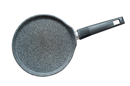 Top view pancake pan on white background