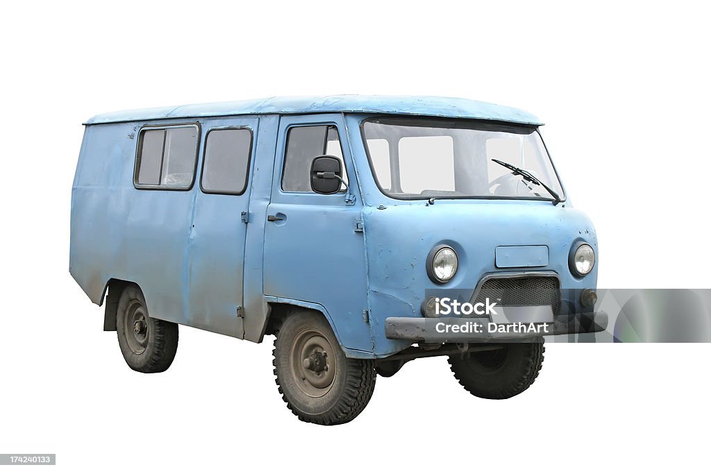 Old furgoneta azul - Foto de stock de Desordenado libre de derechos
