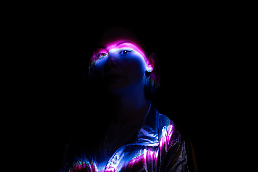 Absract lights on a woman's face.