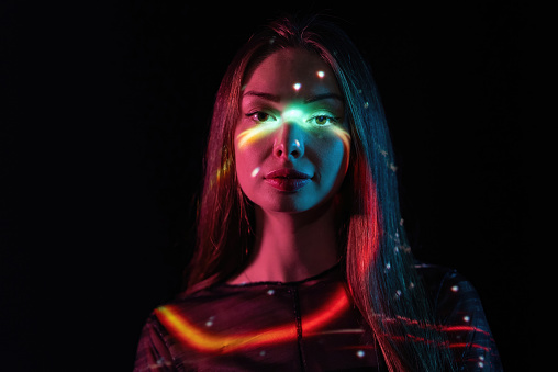 Absract lights on a woman's face.
