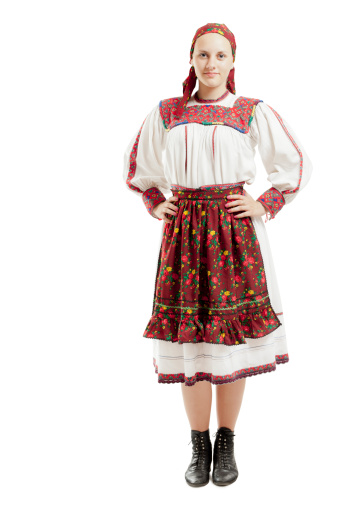Cute little boy in traditional Bulgarian costume.