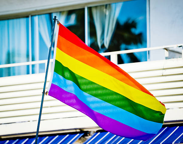 istock Gay Pride Rainbow Flag on Building, Miami Beach, USA 174240628