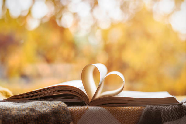 istock Heart Shaped Book Pages in Autumn Window Background 1742407181