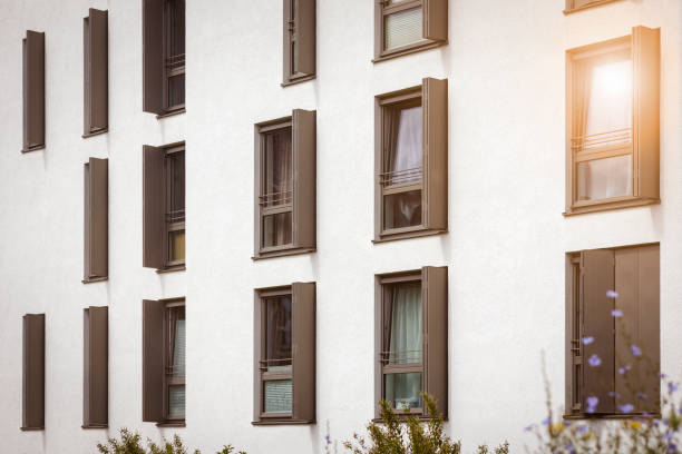 istock Shutters Window of Modern Facade Building 1742407286