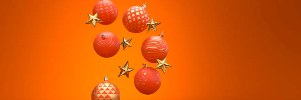 istock Selection of coloured baubles and stars 3d render 1742419042
