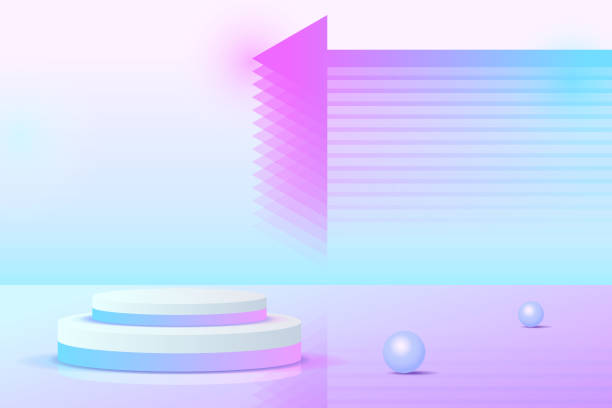 istock Set purple blue violet 3d object cylinder pedestal podium display gradient color minimal scene 1742429804