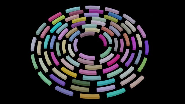 Colorful 3D Circles Motion Background Video, Circular Abstract Shapes Flat Design Colors.