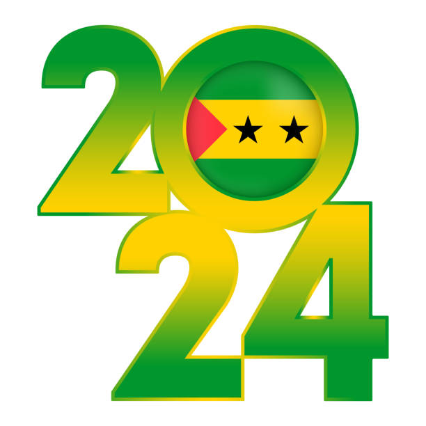 istock Happy New Year 2024 banner with Saint Thomas and Prince flag inside. Vector illustration. 1742437648