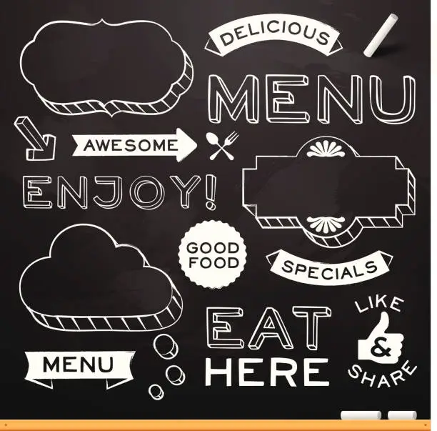 Vector illustration of Chalkboard Restaurant Menu Elements