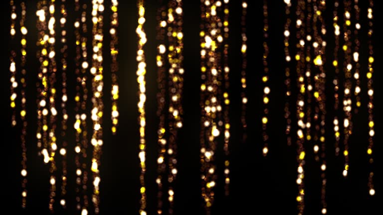 A radiant Christmas garland against a deep black backdrop.