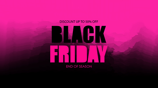 Black Friday Banner. Commercial background for Black Friday discount shopping promotion and advertising. Smoke effect. Black and Pink colors. Vector illustration.