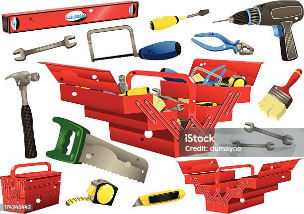 Toolboxes With Hand Tools Stock Illustration - Download Image Now - Toolbox, DIY, Hand Saw