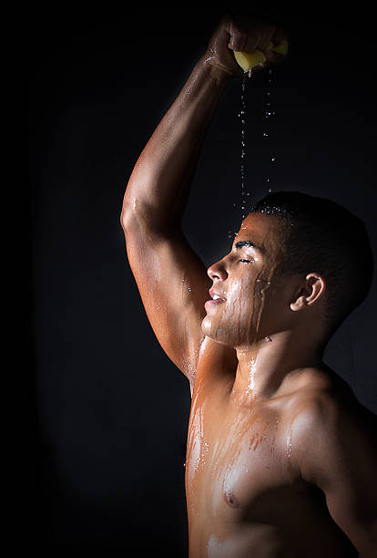 young athlete cools stock photo