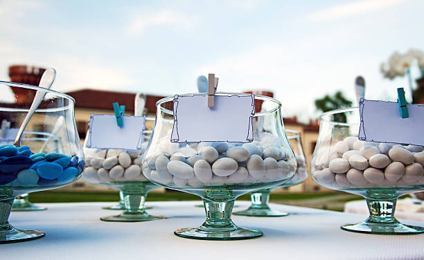 istock Glasses with candies and blank labels 174248156