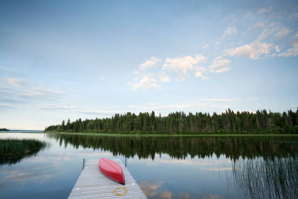 parque provincial da catarata wekusko - canada landscape manitoba lake - fotografias e filmes do acervo