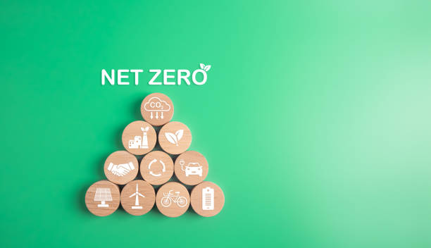istock Net Zero  Global Warming and Climate Change problem.green energy and sustainable solutions to reduce carbon and pollution. wooden block for ecology concept. 1742517839