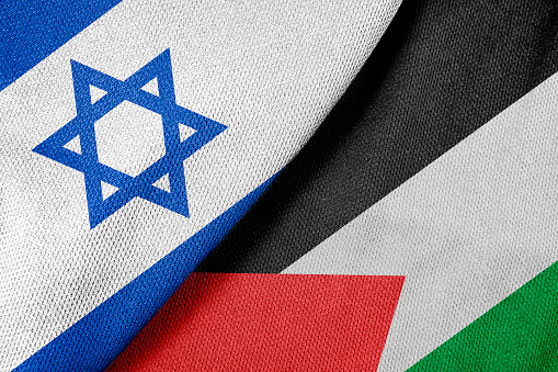 State flags of Israel and France on a light background.