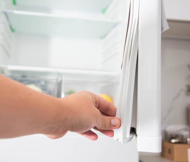 istock Replacing the torn sealing rubber on the refrigerator door with a new rubber. 1742530510