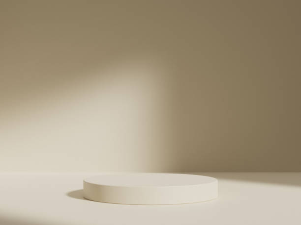 istock Round brown podiums forming a cylinder on white background. Perfect platform for showing your products. Three dimensional illustration 1742535064