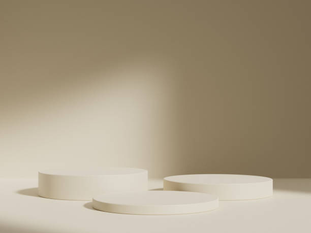 istock Round brown podiums forming a cylinder on white background. Perfect platform for showing your products. Three dimensional illustration 1742535080