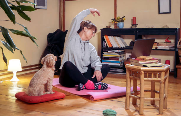 istock Mature retired woman exercising 1742537902