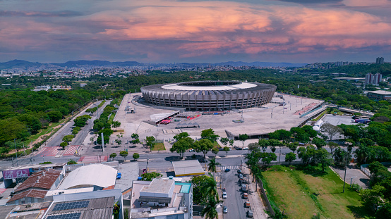 Aerial view of Mineirão football stadium in Pampulha, Belo Horizonte, Brazil.