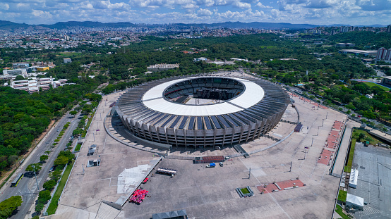 Aerial view of Mineirão football stadium in Pampulha, Belo Horizonte, Brazil.