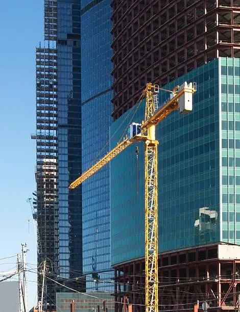 Buildings of business center "Moscow-City" in construction