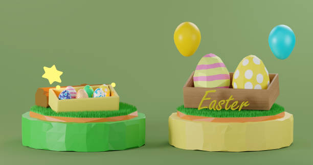 istock Easter 3d render icon. Icon design in minimalist concept on white background. 1742549128