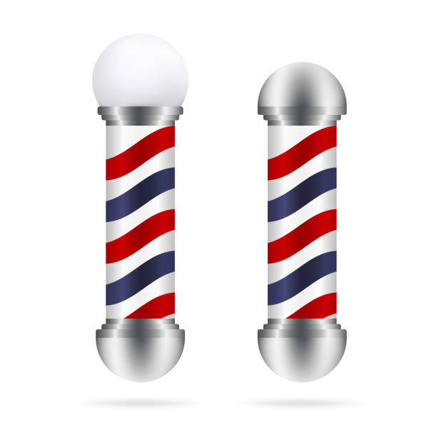 istock Barber Shop. Two old fashioned antique silver and glass barbers. Barber pole isolated on white background. The concept of beauty salons and haircuts. Vector illustration 1742559204