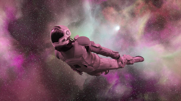 istock Space concept. An astronaut in a spacesuit flies through outer space. Universe. Galaxy. 3d illustration 1742587095