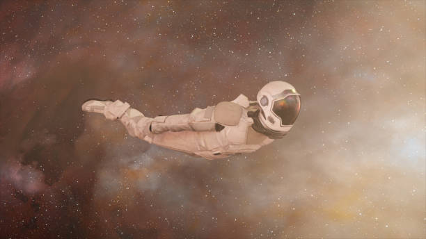 istock Space concept. An astronaut in a spacesuit flies through outer space. Universe. Galaxy. 3d illustration 1742588686
