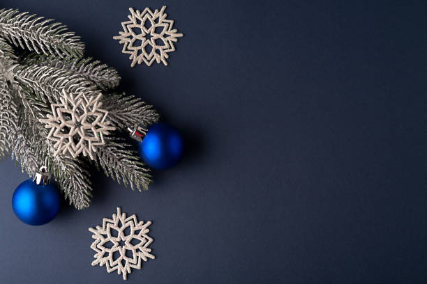 istock Christmas balls, Christmas tree and snow. Christmas background. 1742594630