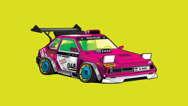 Vector illustration of Drift car, sport car